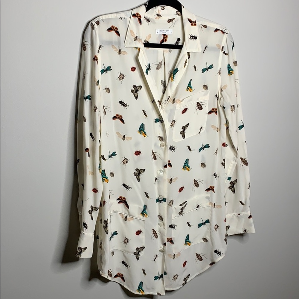 Equipment silk Insect/Bug Pajama button-up blouse